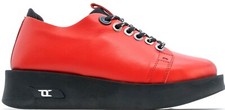 Lusco Red Donna suola spessa piena pelle plateau scarpe comode con lacci 
