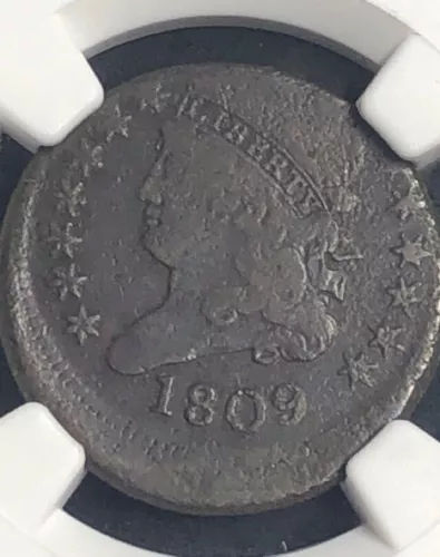 1809 HALF CENT C-6 MINT ERROR OFF CENTER NGC F DETAILS PATRICK COLLECTION "READ"