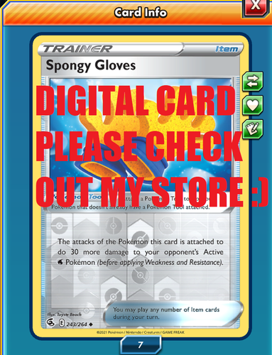 Digital Reverse Holo Spongy Gloves 243 264 Fusion Strike Pokemon Online Ptcgo Ebay