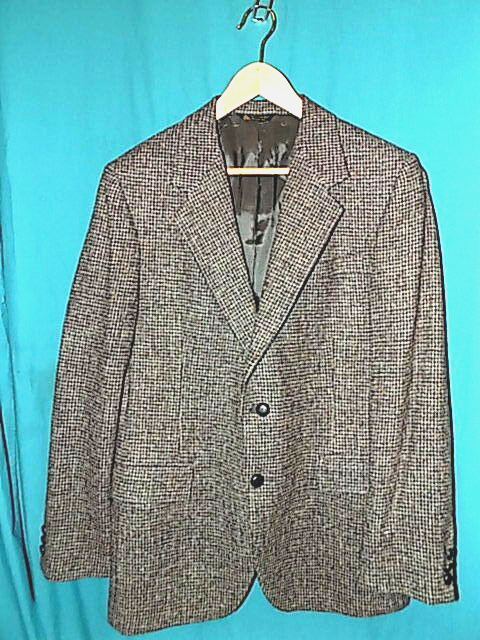 RADIOPETROSSO×HARRIS TWEED NICE! Vtg HARRIS TWEED SPORT COAT, GRID CHECK w/ COLOR FLECKS, Sz