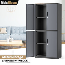 Metal Storage Cabinet 71" Garage Cabinets 4 Adjustable Shelves w/Locking Doors