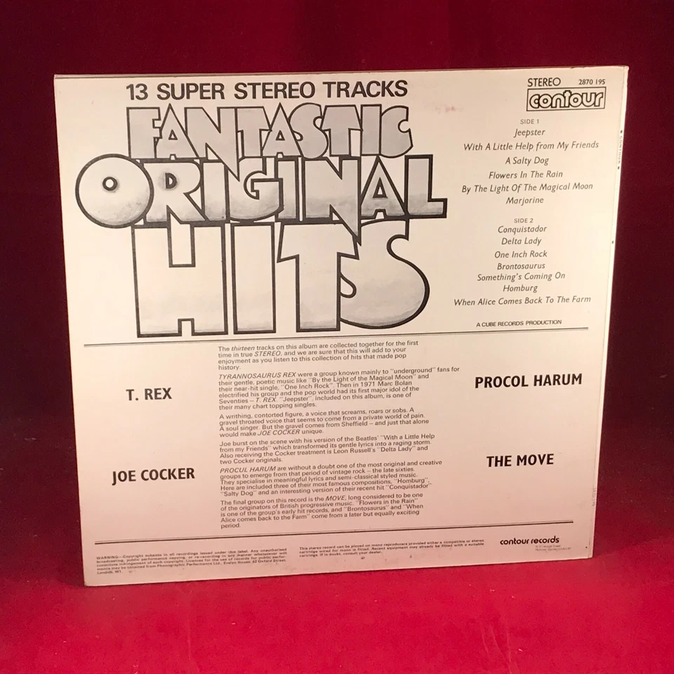 VARIOUS ARTISTS Fantastic Original Hits 1980 UK Vinyl LP T-Rex move Procol Harum - Image 2 of 4