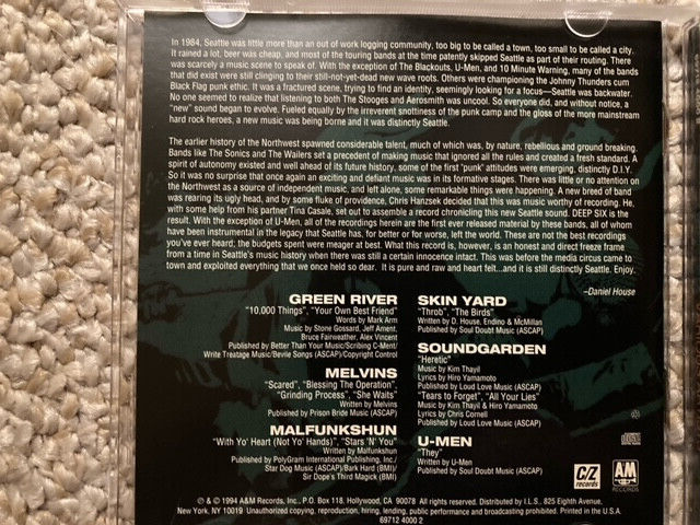 (CD) Various artists「DEEP SIX」 DEEP SIX C/Z RECORDS COMPILATION PROMO CD 1985/1994 REISSUE