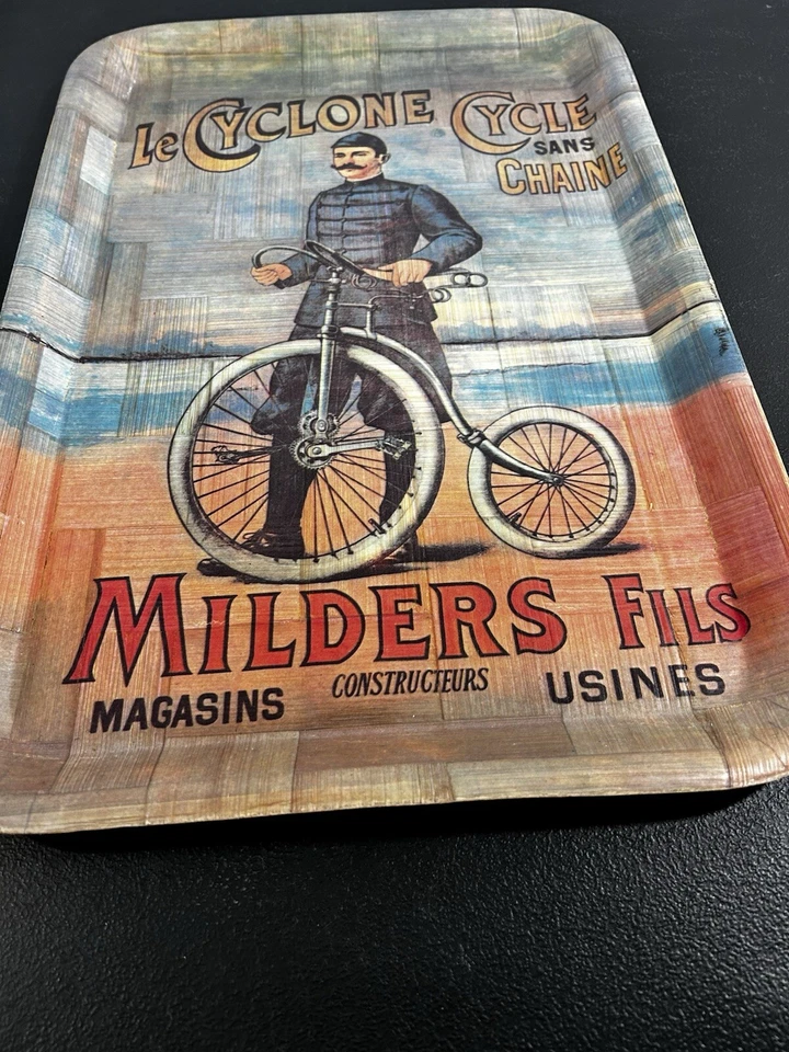 TRAY: Bicycle Le Cyclone Sans Chaine Woven Bamboo Poster Art. VGC - Image 4 of 4