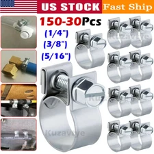 150-30PCS 1/4" 5/16" 3/8" Fuel Injection Gas Line Hose Clamp Clip Pipe Clamp Kit