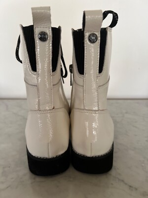 NEW DONALD PLINER EASE WHITE/BONE LEATHER LACE UP BOOTS US SIZE