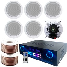 Home Theater System - 2000 W Bluetooth Amplifier W/ 6 Qty 6.5" Ceiling