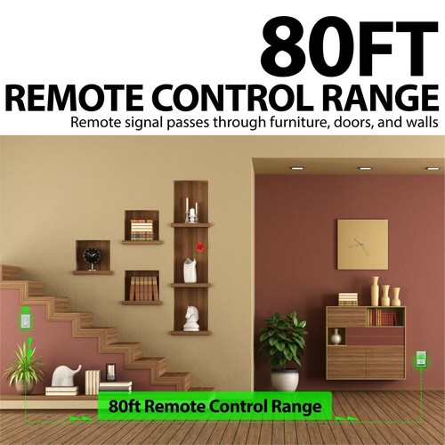 Fosmon [ETL Listed] On OFF Braille Wire Free Wall Switch Wireless 2 Outlet Plug - Afbeelding 3 van 8