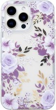 Case for iPhone 16 Pro Max Case with Purple Hibiscus and Rose Floral Design