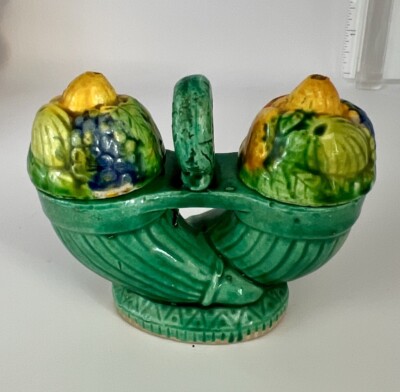 Vintage HornsofPlenty Ceramic Salt & Pepper Shakers Japan Cornucopia Collectible
