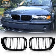 Gloss Black Front Kidney Grill Grille for BMW E46 Sedan 325i 330i 325xi 2002-05