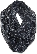 Laurel Burch Artistic Infinity Scarf Collection (Butterfly Repeat Black White)