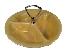 Vintage Lane & Co. Van Nuys California Yellow Divided Nut Candy Dish Tray 1960