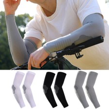 UPF50 Arm Sleeves Mens Summer Breathable Ice Silk Cycling Sun Protection Cuff -