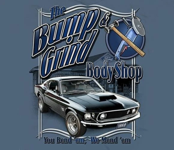 Camiseta Bump & Grind Mustang Body Shop - 1969 Fastback - ¡Envío GRATIS! LIQUIDACIÓN Foto 2 de 4
