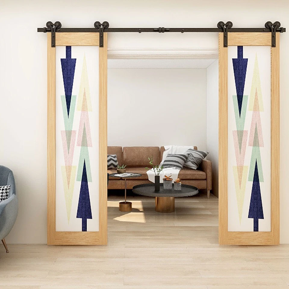 CCJH 4-20 pés porta de celeiro deslizante ferragens armário pista kit para porta única/dupla - Imagem 4 de 4