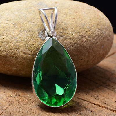 Green Tourmaline Gemstone 925 Sterling Silver Handmade