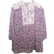 Chaps Womens Blue Red Floral Tunic Top 2x