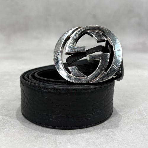Gucci Belt Used Authentic Guccissima Leather Interlocking GG From Japan