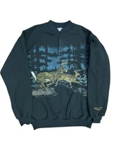 Vintage Art Unlimited Deer Wraparound Henley Sweatshirt - Size XL