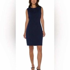Liverpool Ponte Knit Sheath Dress Size 0 / 25 Cadet Blue Sleeveless Career NWT
