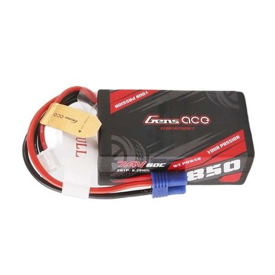 Gens ace LiPo Akku 850mAh 7.4V 2S1P 60C, mit EC2-Stecker #GEA8502S60E2