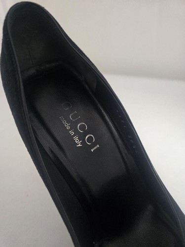 GUCCI Pumps Heel Suede/Leather Black EU36.5 US6.5 Japan F/S USED - Picture 3 of 24