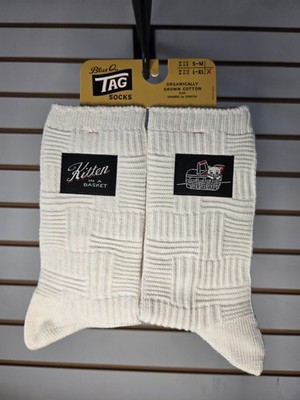 Blue Q Multi Tag Socks Kitten in a Basket Size L-XL Organically Grown Cotton