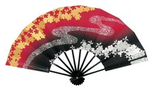 Asakusa Kimono Black Folding Fan with Box, Traditional Japanese Dance Fan