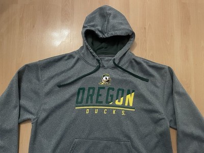 Oregon Ducks Size 2XL XXL Gray Hoodie Sweatshirt Champion Green Drawstring