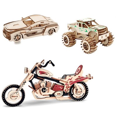 3D Holzpuzzle Windmühle & Autos Serie DIY Modellbau Bausatz für Kinder