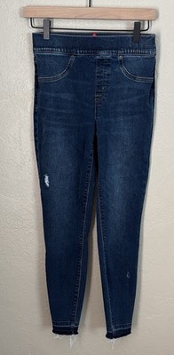 SPANX Women's DISTRESSED ANKLE SKINNY Pull On Shaping Raw Hem Jeans Small
