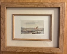 J. Lubbers Watercolour Painting , Windmil  Netherlands River country side