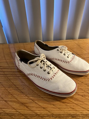 KEDS Women’s Shoes Sz 8 Championship Series Canvas Baseball Red Stitch White - Picture 2 of 7