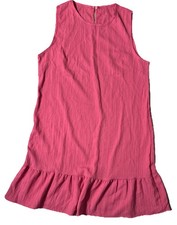 NWT SHEIN Shift Dress Sleeveless Ruffle Hem Pink Minimal Boho Summer Core Sz M-6
