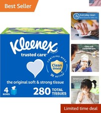 280 Pack Unscented 2-Ply Facial Tissues in 4 Classic Cube Boxes - Trusted Care