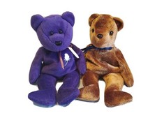 Ty Beanie Babies Princess 1997 & Ted-e 2002 Teddy Bear Stuffed Animal Plush Toy