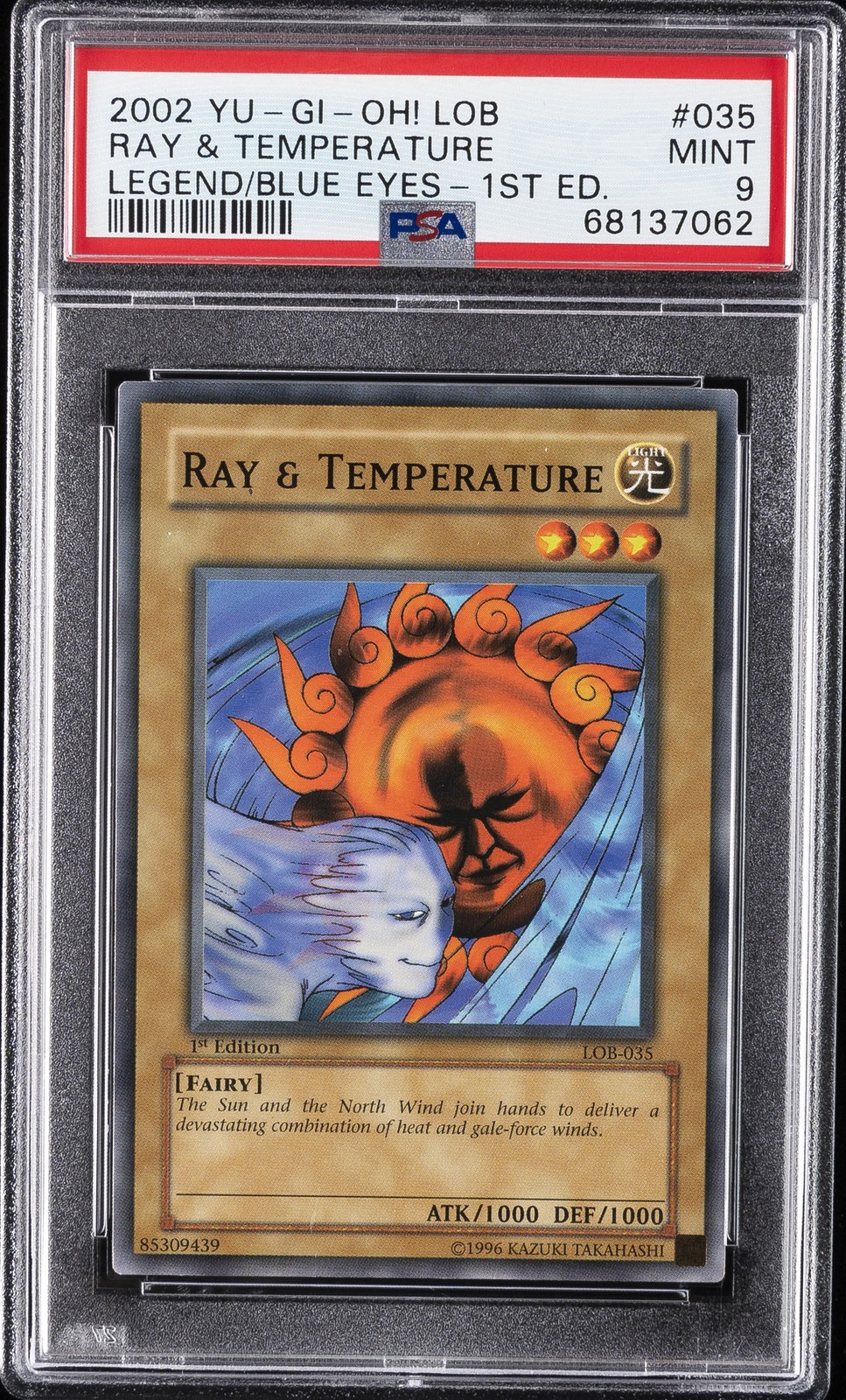 2002 YU-GI-OH! LOB-LEGEND OF BLUE EYES WHITE DRAGON #035 RAY & TEMPERATURE PSA 9