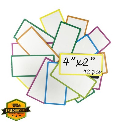 42 Pack 4x2 Inch Magnetic Dry Erase Labels Notes Whiteboard Sheets
