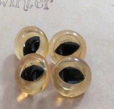 &hearts;Nr. A7- Alte Glasaugen Tieraugen gelb Pupille handbemalt m.&Ouml;se 15 mm 4 St.&hearts;