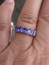 Sterling Silver Oval Tanzanite Five Stone Ring