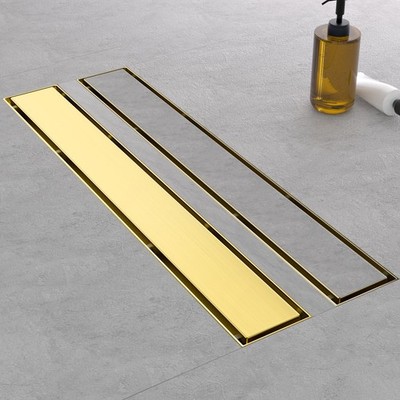EBYTE Linear Shower Drain 24 Inch Brushed Gold Tile Insert Panels