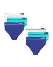 Hanes Originals Women's Seamless Rib Hi-Leg Bikini Underwear, Assorted, 6-Pack