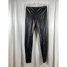 Lysse New York Womens Black Vegan Faux Leather Seamed Leggings Size Medium M
