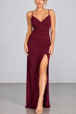 Windsor Formal High Slit Faux Wrap Burgundy Bodycon Maxi Dress Size Medium
