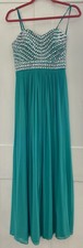 Joanna Chen New York 4 Formal Gown Dress Green Strapless with Jewels Beads
