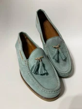 Vintage Salvatore Ferragamo Italy Dress Shoes Taupe Suede Tassel Loafers Men 6