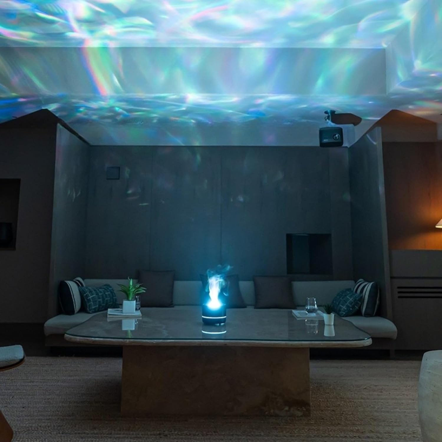 Flame Diffuser, Starry Sky Light Rotation Control 200Ml Ultrasonic Fragrance Dif