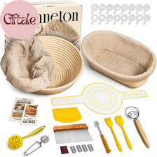 Sourdough Starter Kit, 9" round  10" Oval Banneton Bread Proofing Baskets Set,