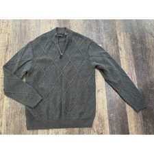 Chaps Gray Argyle Half-Zip Sweater Size Large